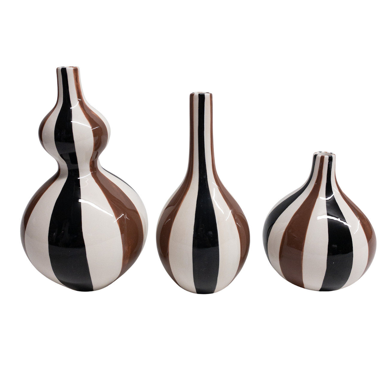 Jonathan Adler Brown Striped Vase Trio