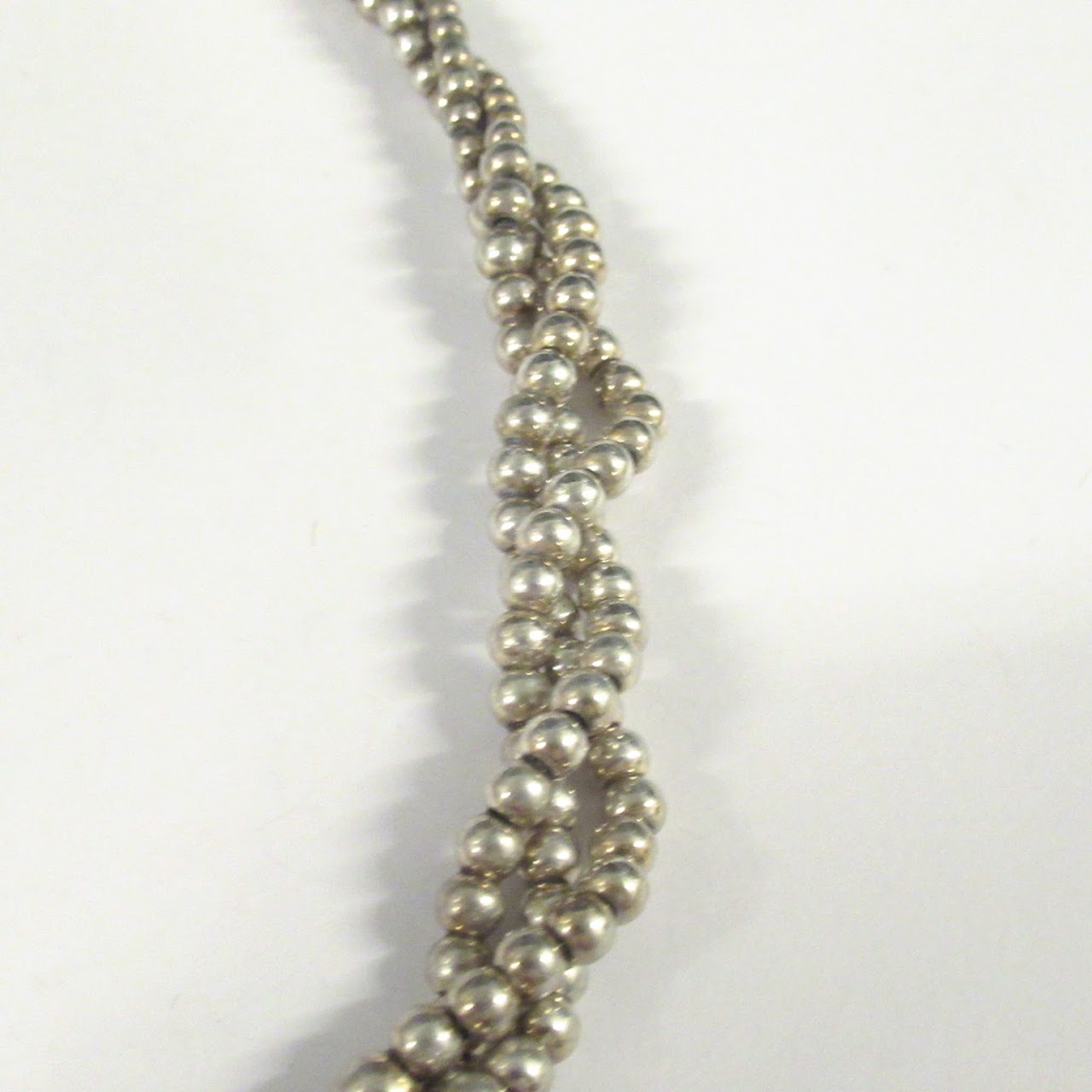 Sterling Silver Twisted Bead Necklace