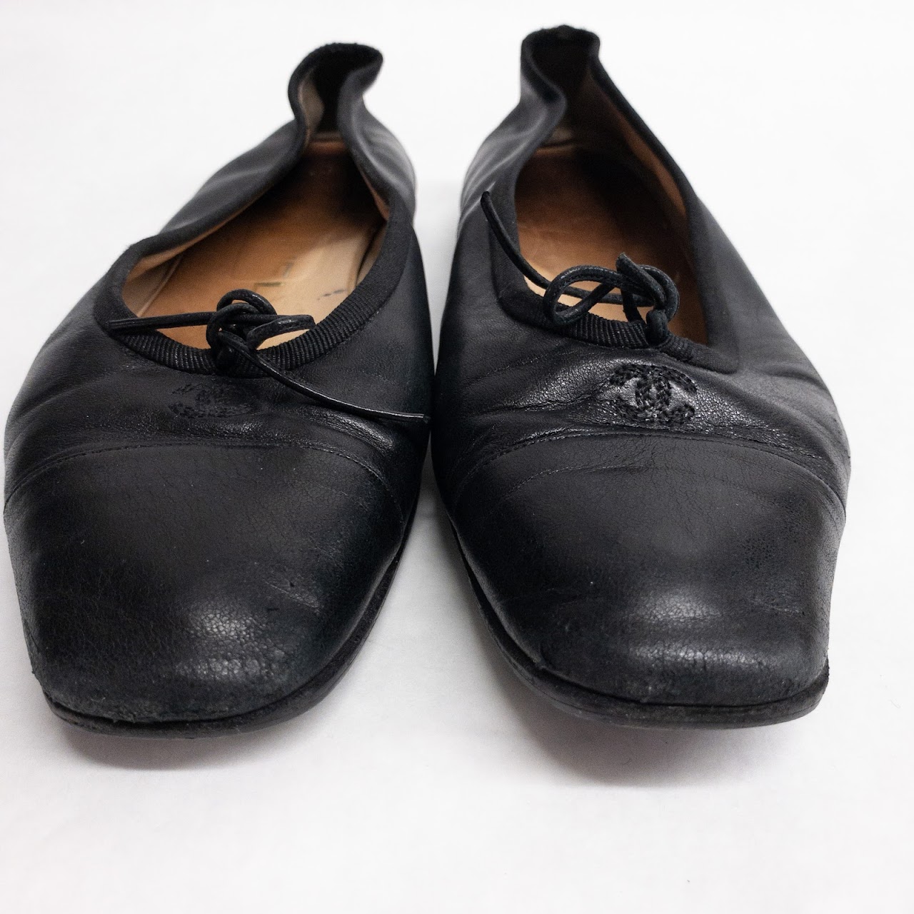 Chanel Black Leather Flats