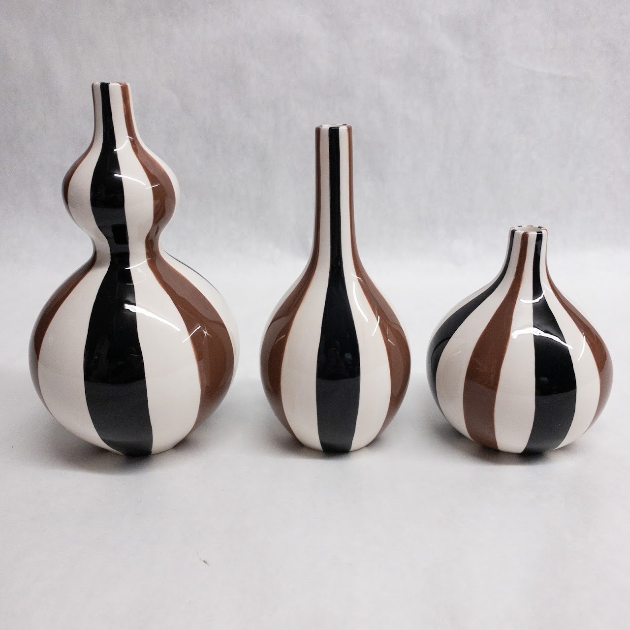 Jonathan Adler Brown Striped Vase Trio