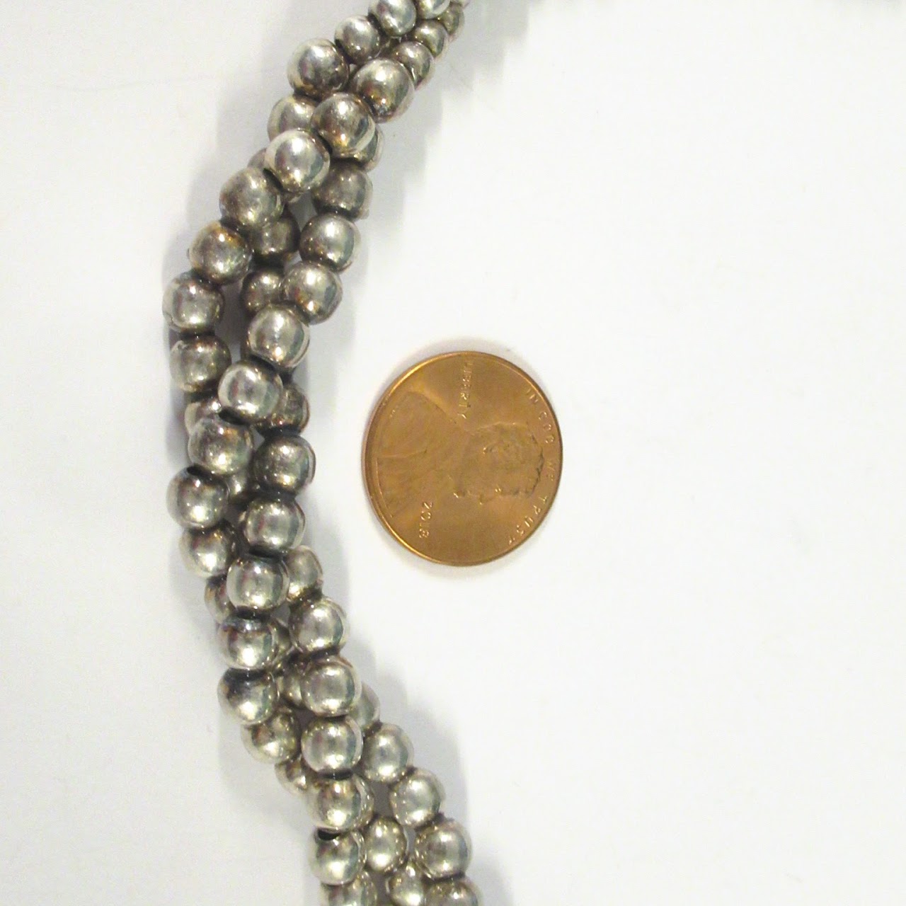 Sterling Silver Twisted Bead Necklace