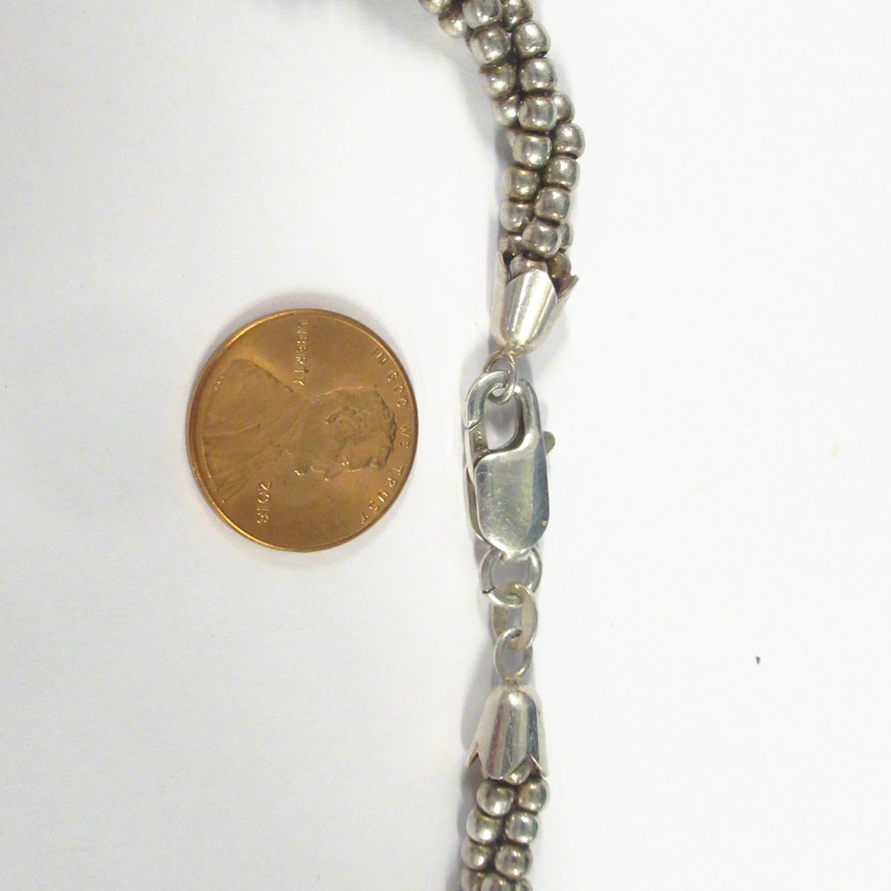 Sterling Silver Twisted Bead Necklace