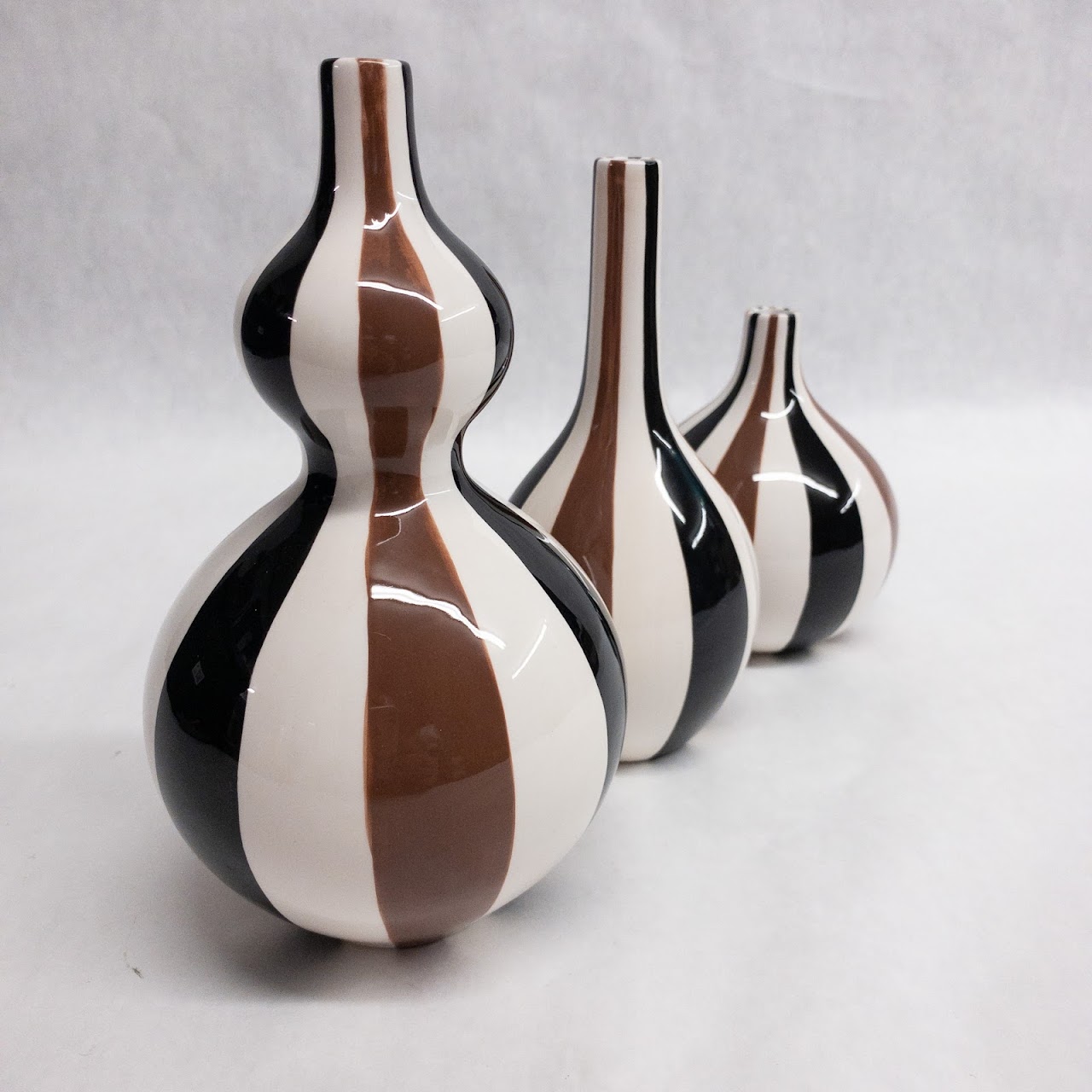 Jonathan Adler Brown Striped Vase Trio