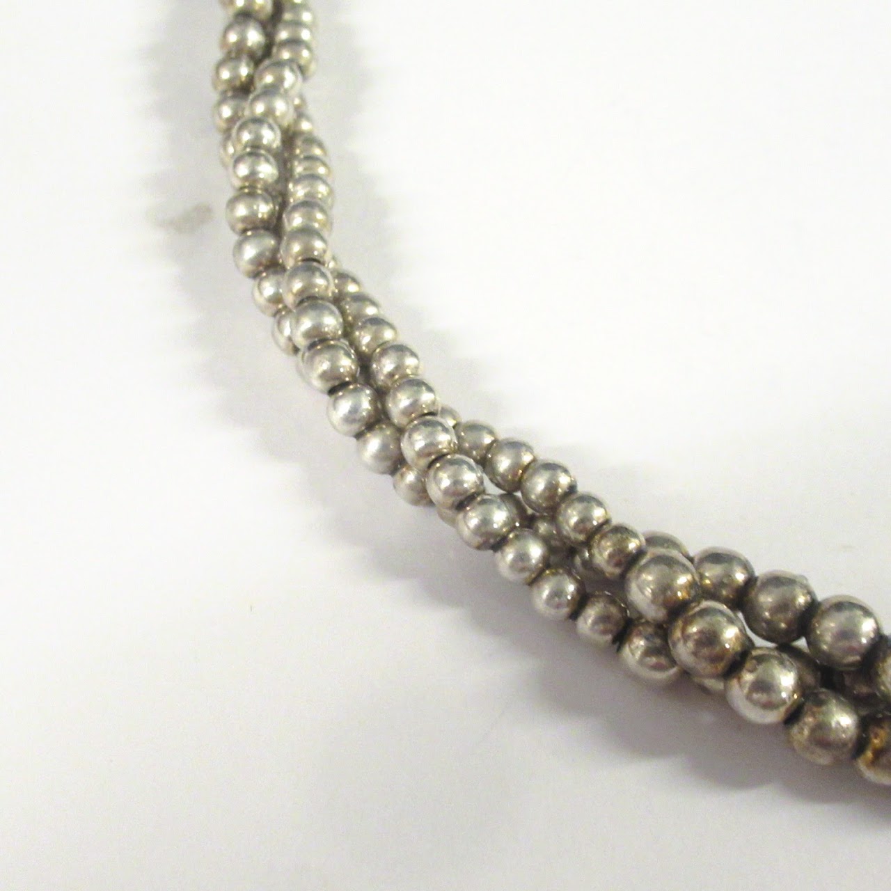 Sterling Silver Twisted Bead Necklace