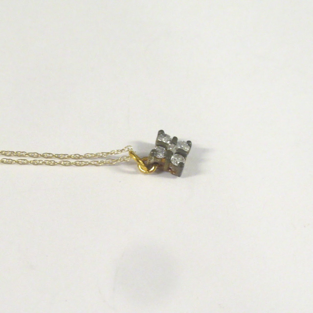 14K Gold & Floral Diamond Pendant Necklace