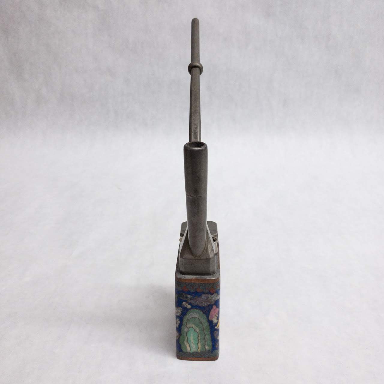 Chinese Antique Alloy Water Pipe with Cloisonné Enamel Overlay