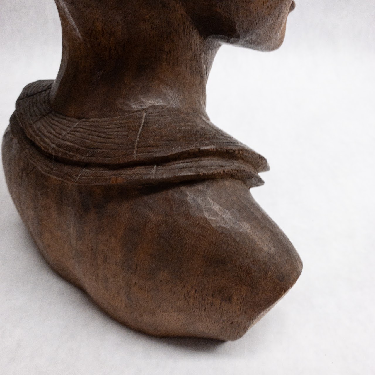 Signed Hand Carved Wooden Bust
