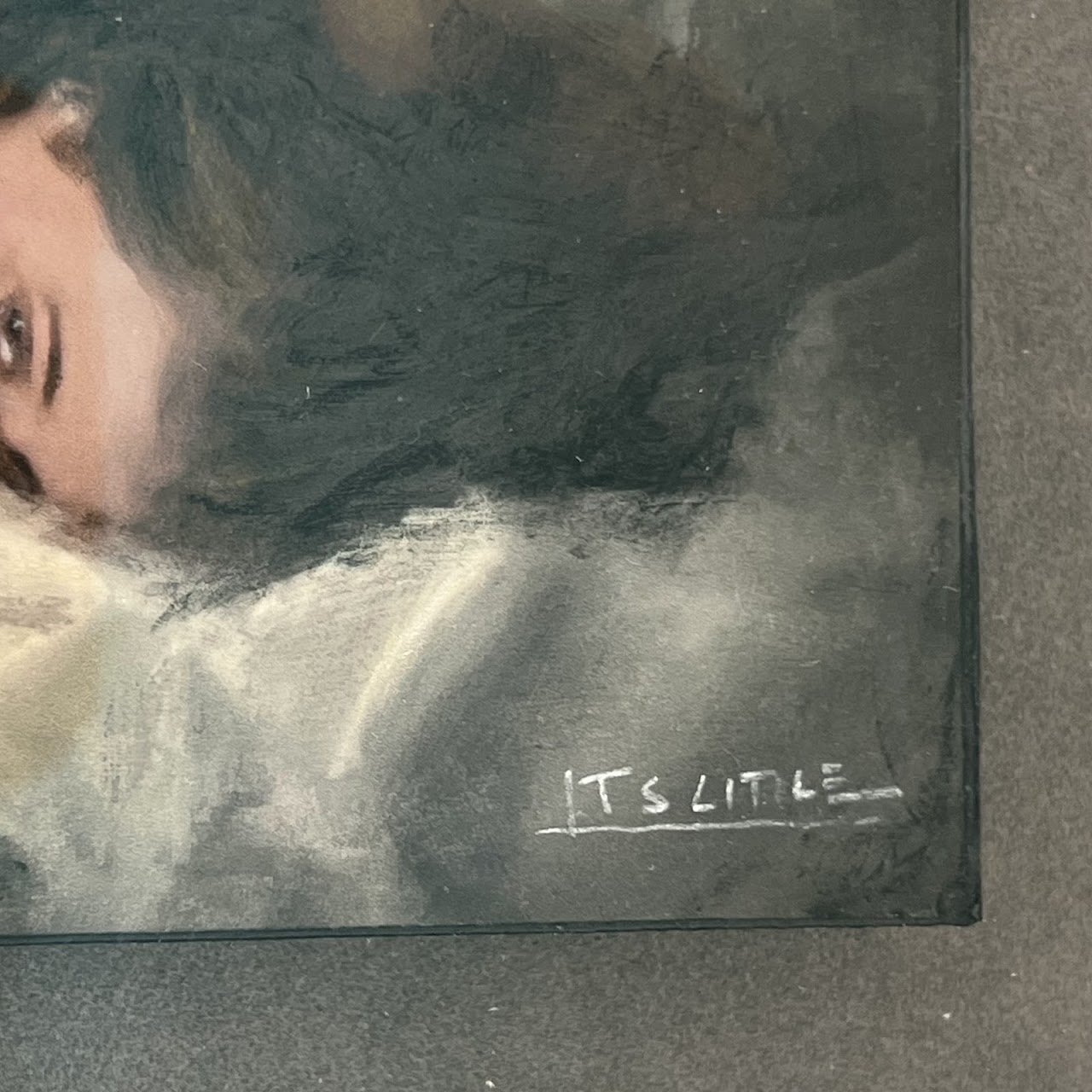 Travis Little 'Shelter' Signed Pastel Portrait Triptych