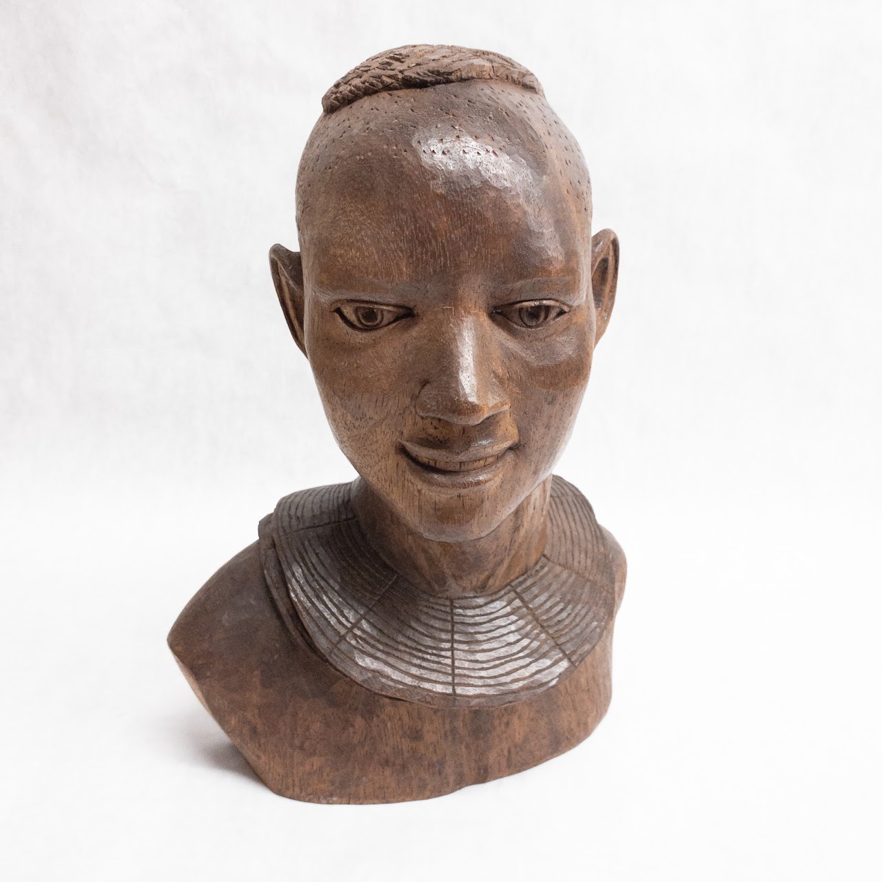 Signed Hand Carved Wooden Bust