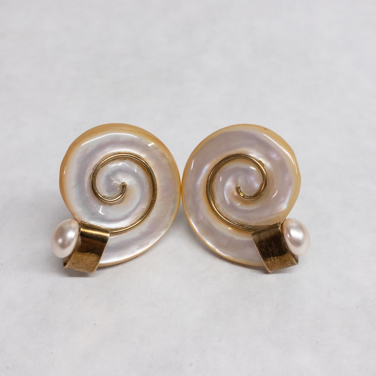 Fabrice Paris Vintage Mother-of-Pearl Spiral Clip Earrings