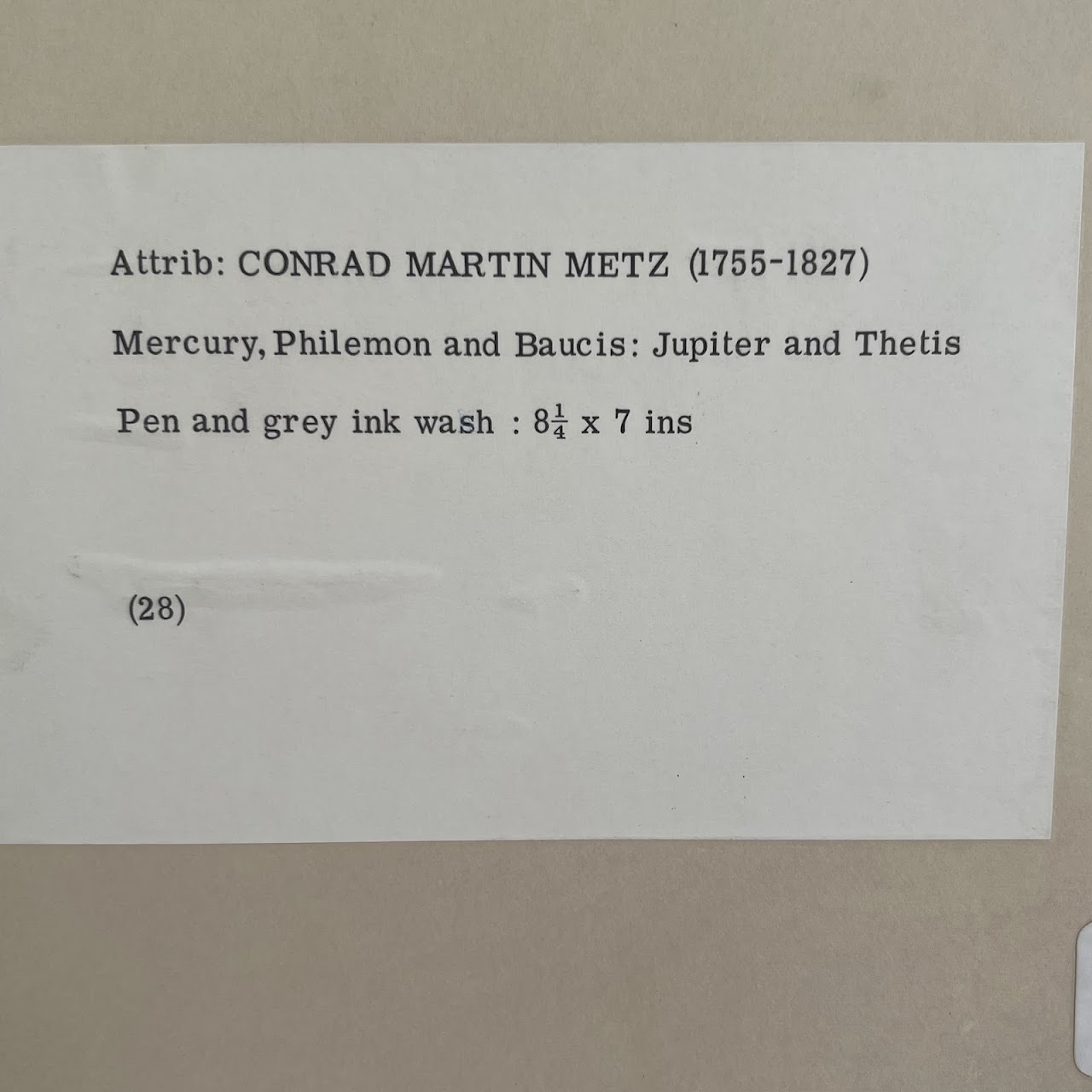 Conrad Martin Metz 'Mercury, Philemon and Baucis: Jupiter and Thetis'  Ink and Wash Drawing