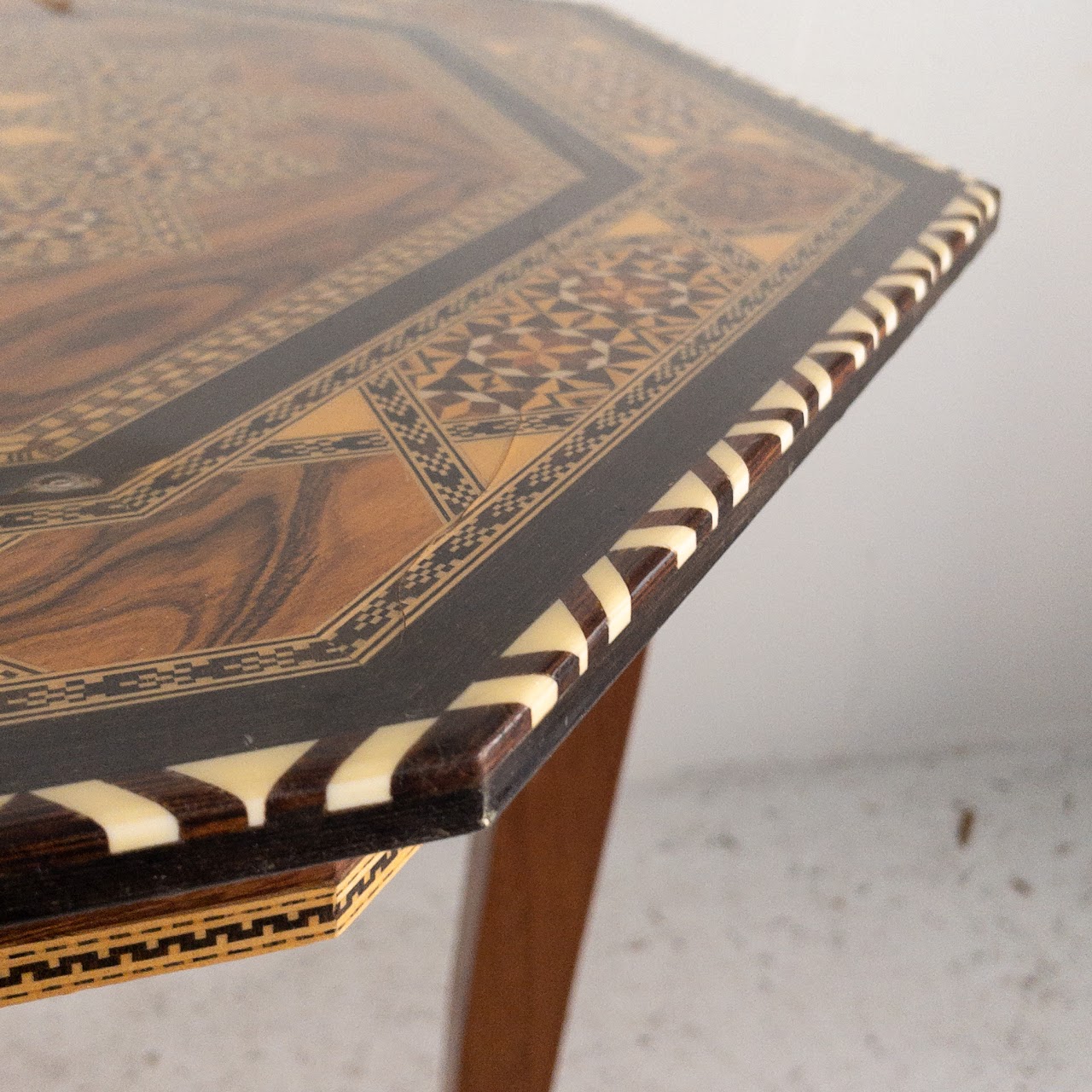 Marquetry Top Accent Table Pair