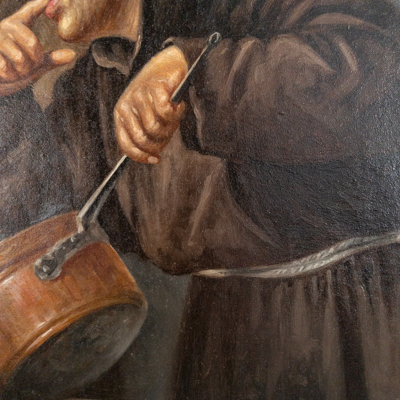 Signed Feasting Friars Oil Painting