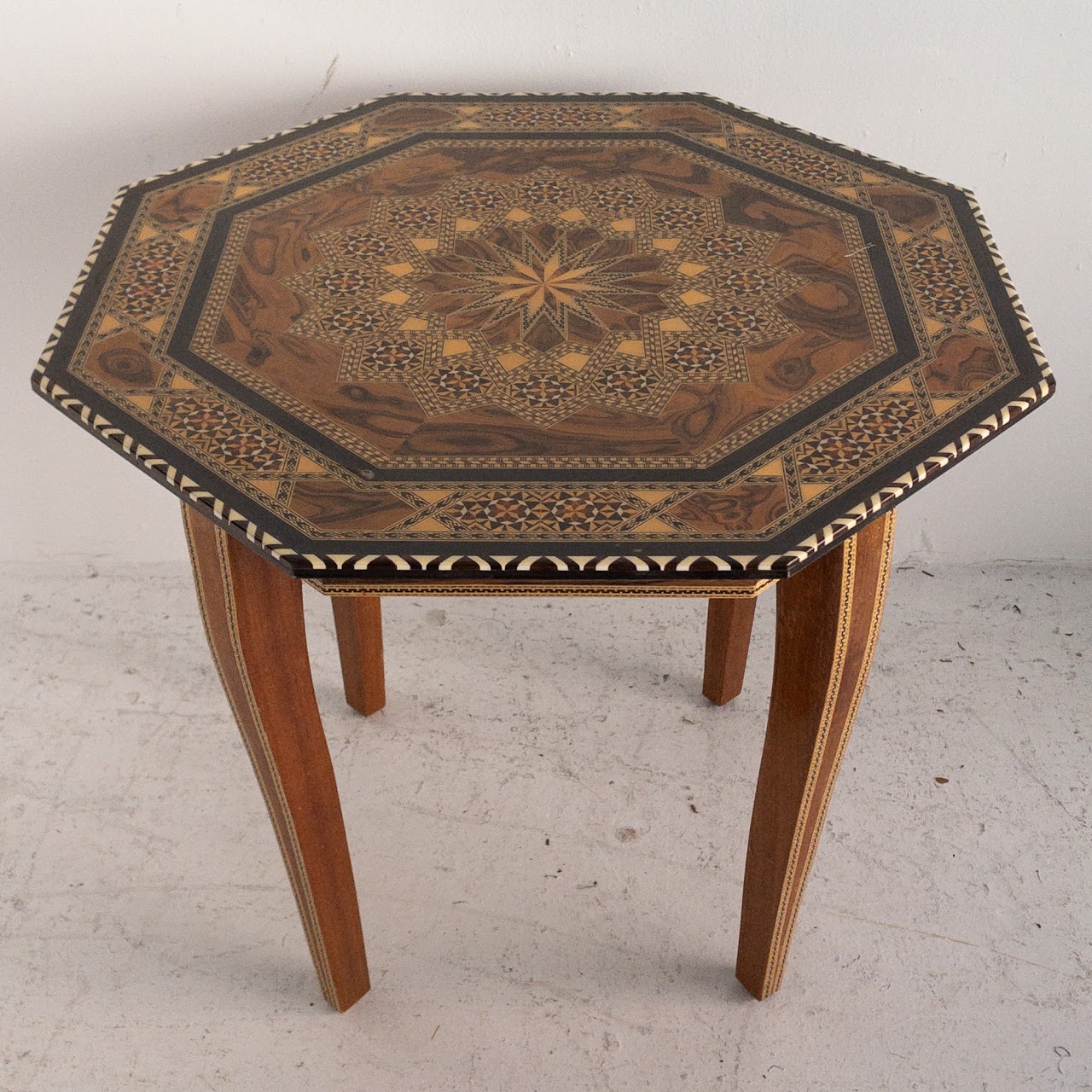 Marquetry Top Accent Table Pair