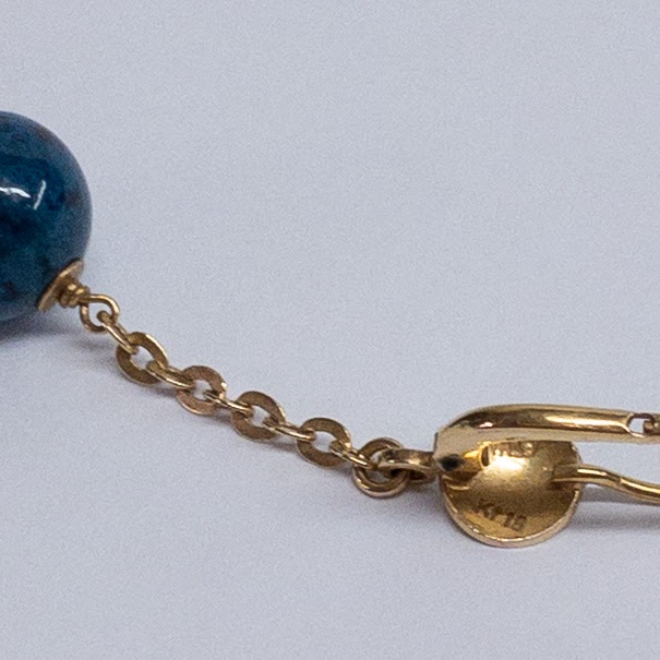 18K Gold  Blue Bead Earrings