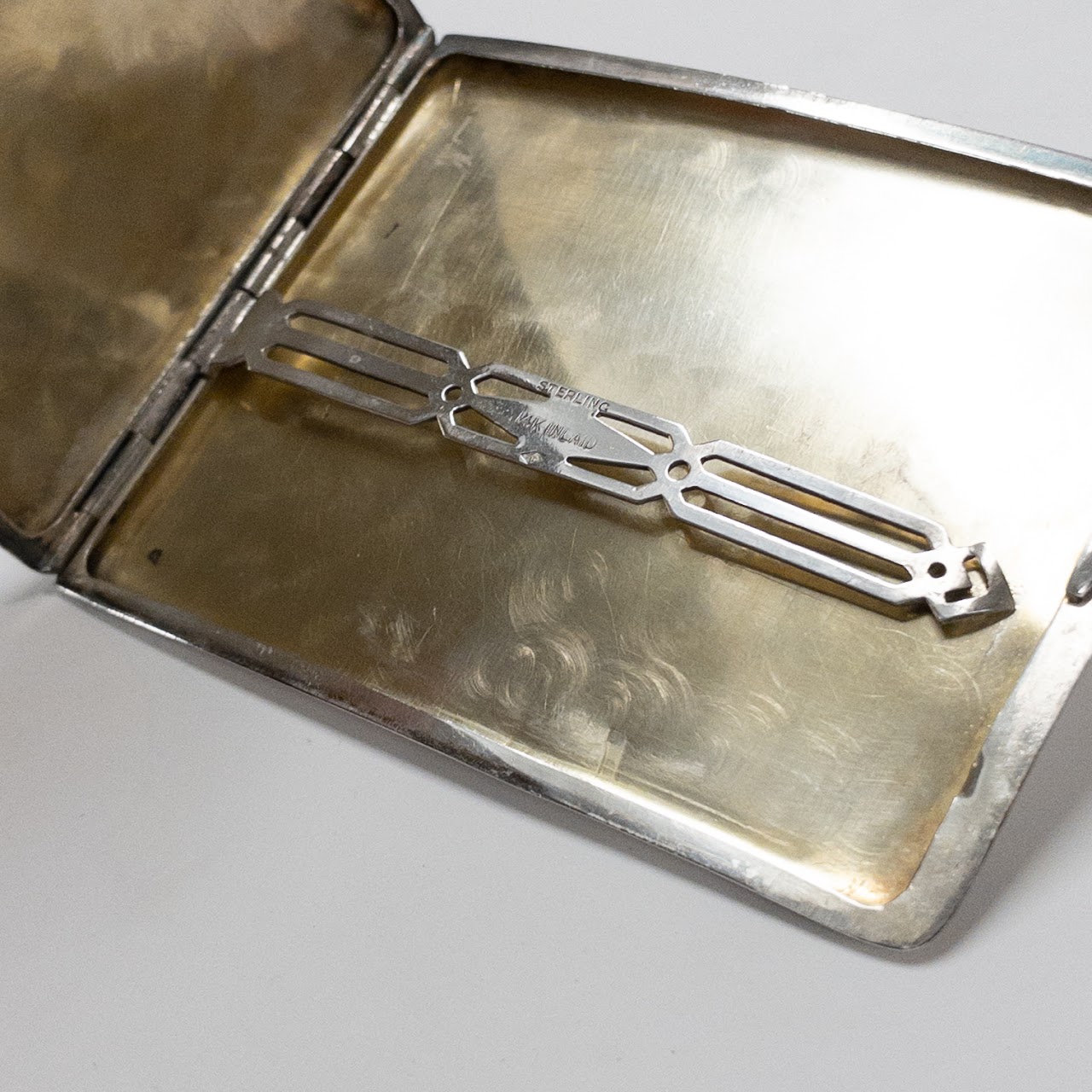 Sterling Silver & 14K Gold Curved Cigarette Case