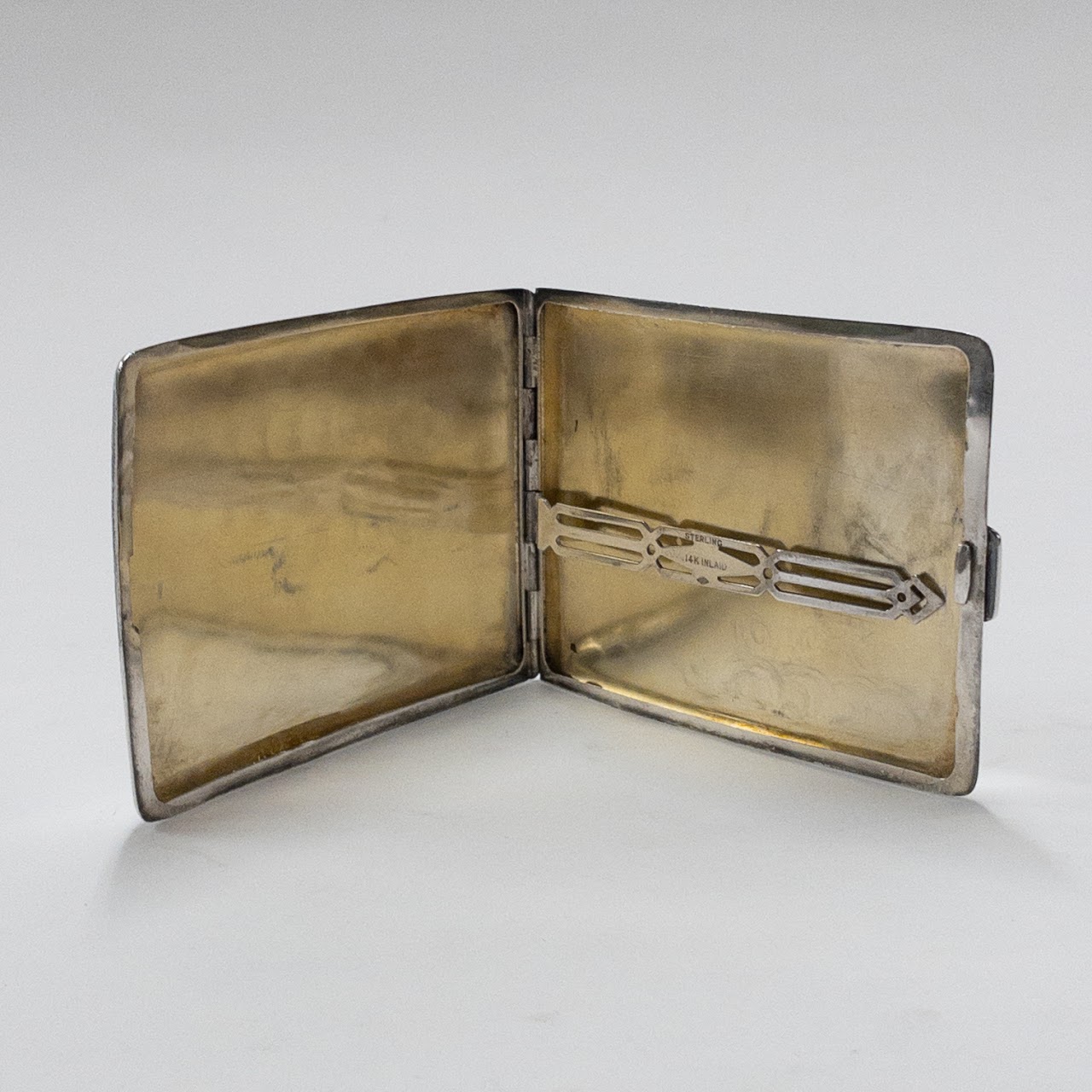 Sterling Silver & 14K Gold Curved Cigarette Case