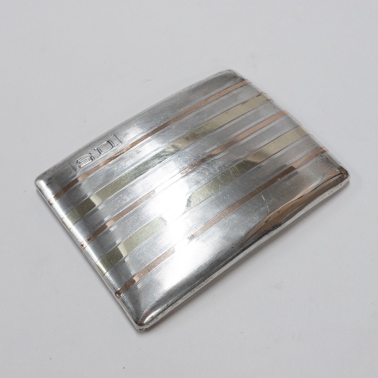 Sterling Silver & 14K Gold Curved Cigarette Case