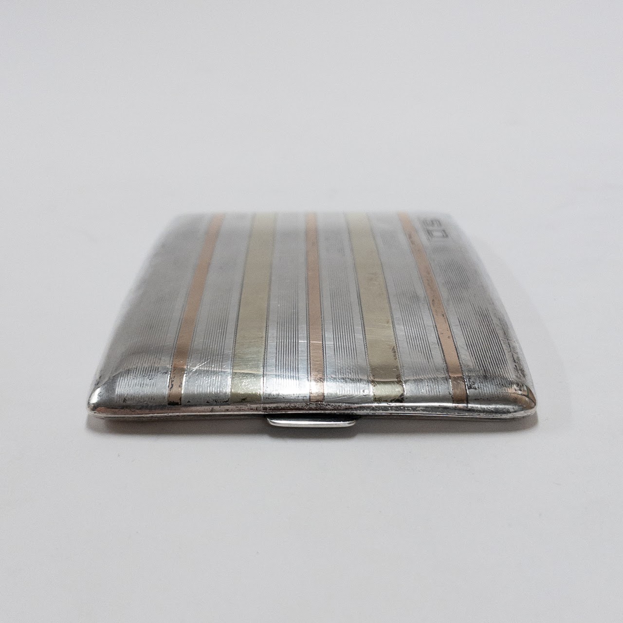 Sterling Silver & 14K Gold Curved Cigarette Case