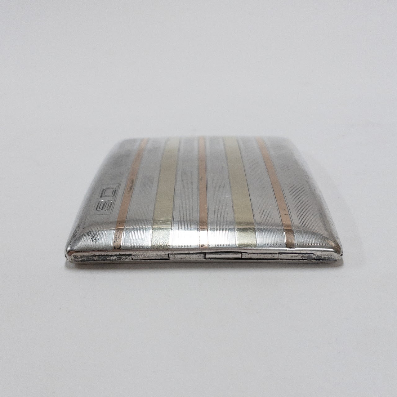 Sterling Silver & 14K Gold Curved Cigarette Case