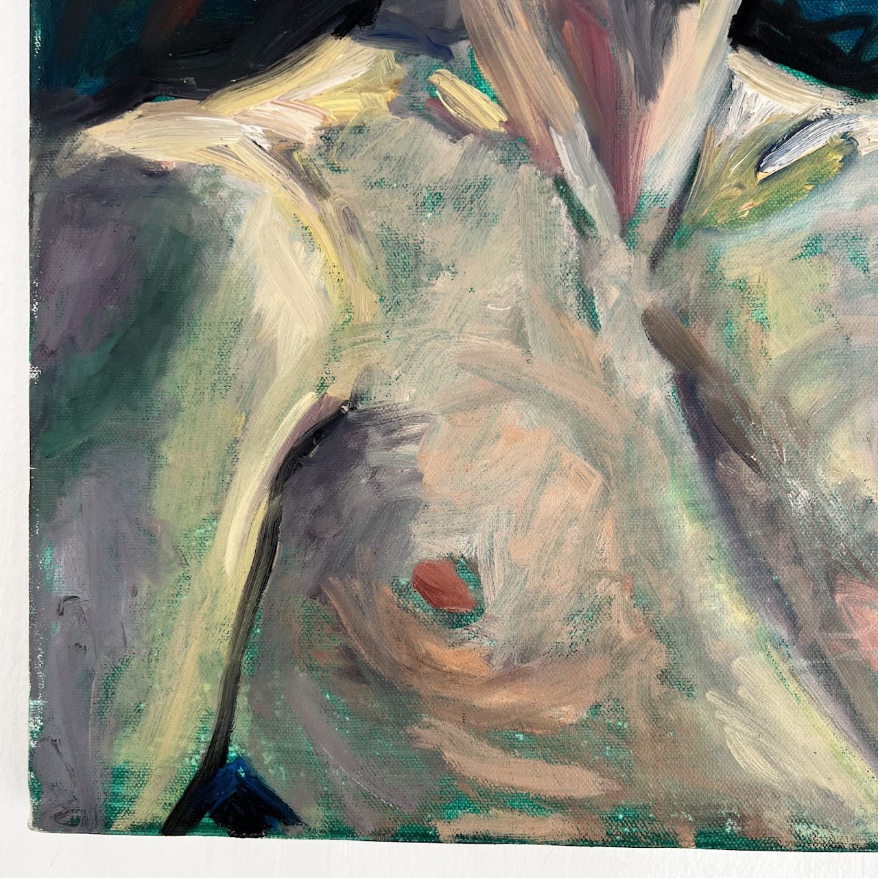 Nude Portrait on Blue Oil Painting
