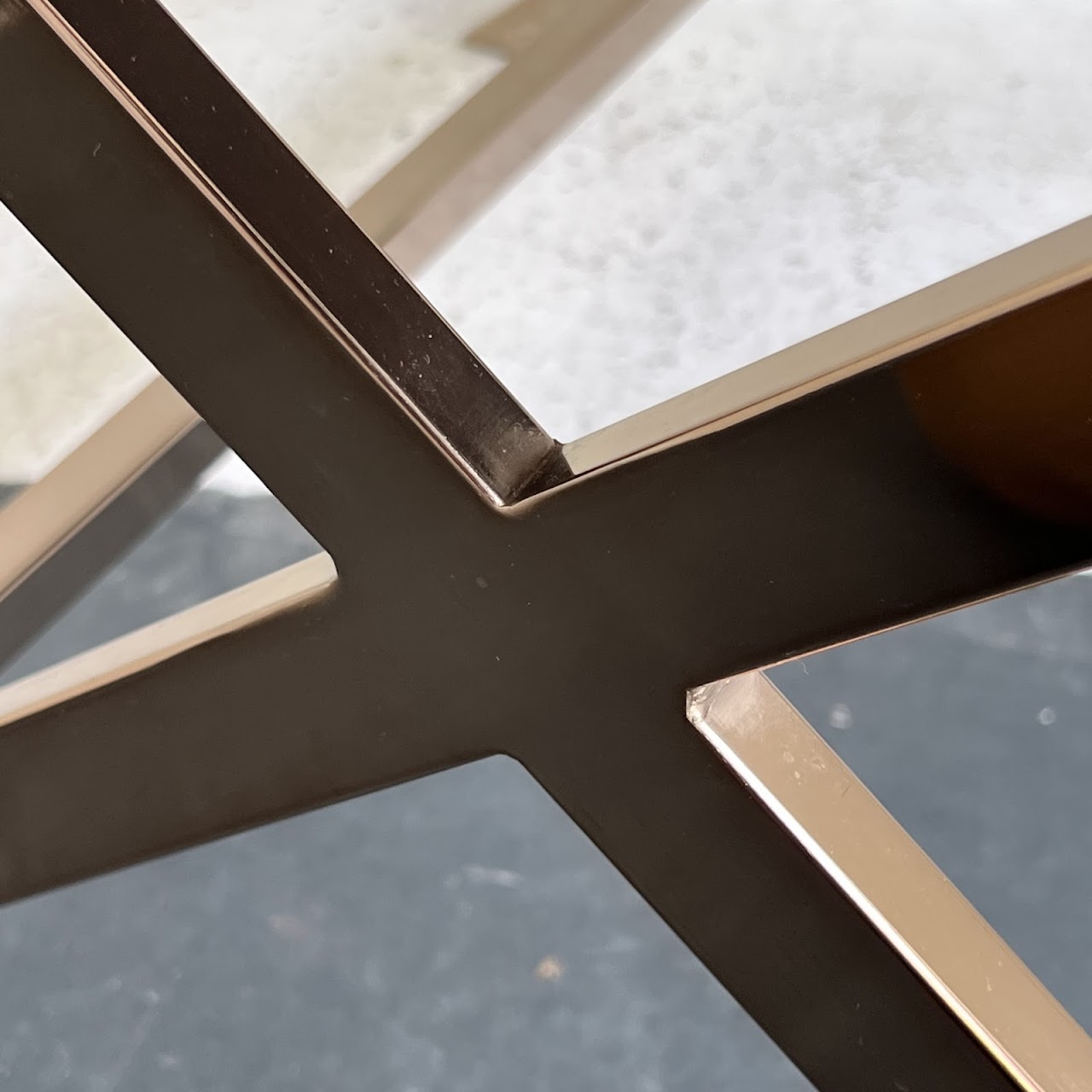 Rose Gold Mirrored X-Base Side Table #2