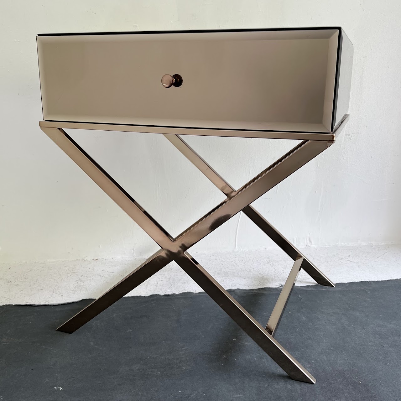 Rose Gold Mirrored X-Base Side Table #1