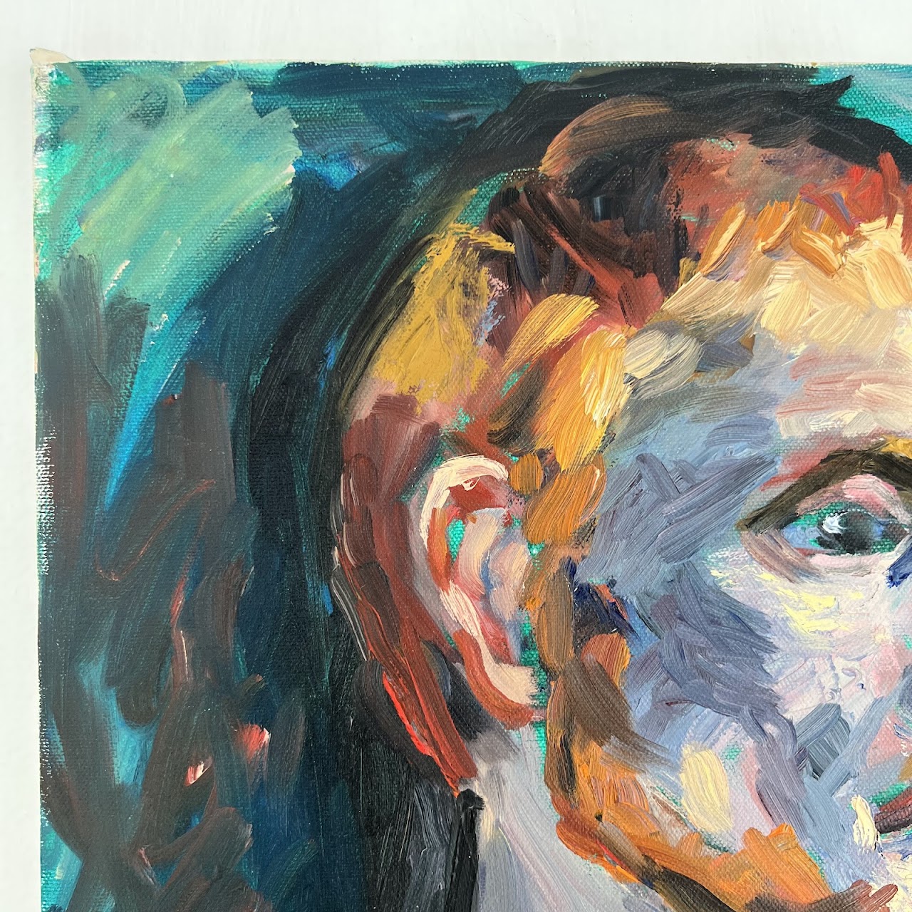 Nude Portrait on Blue Oil Painting