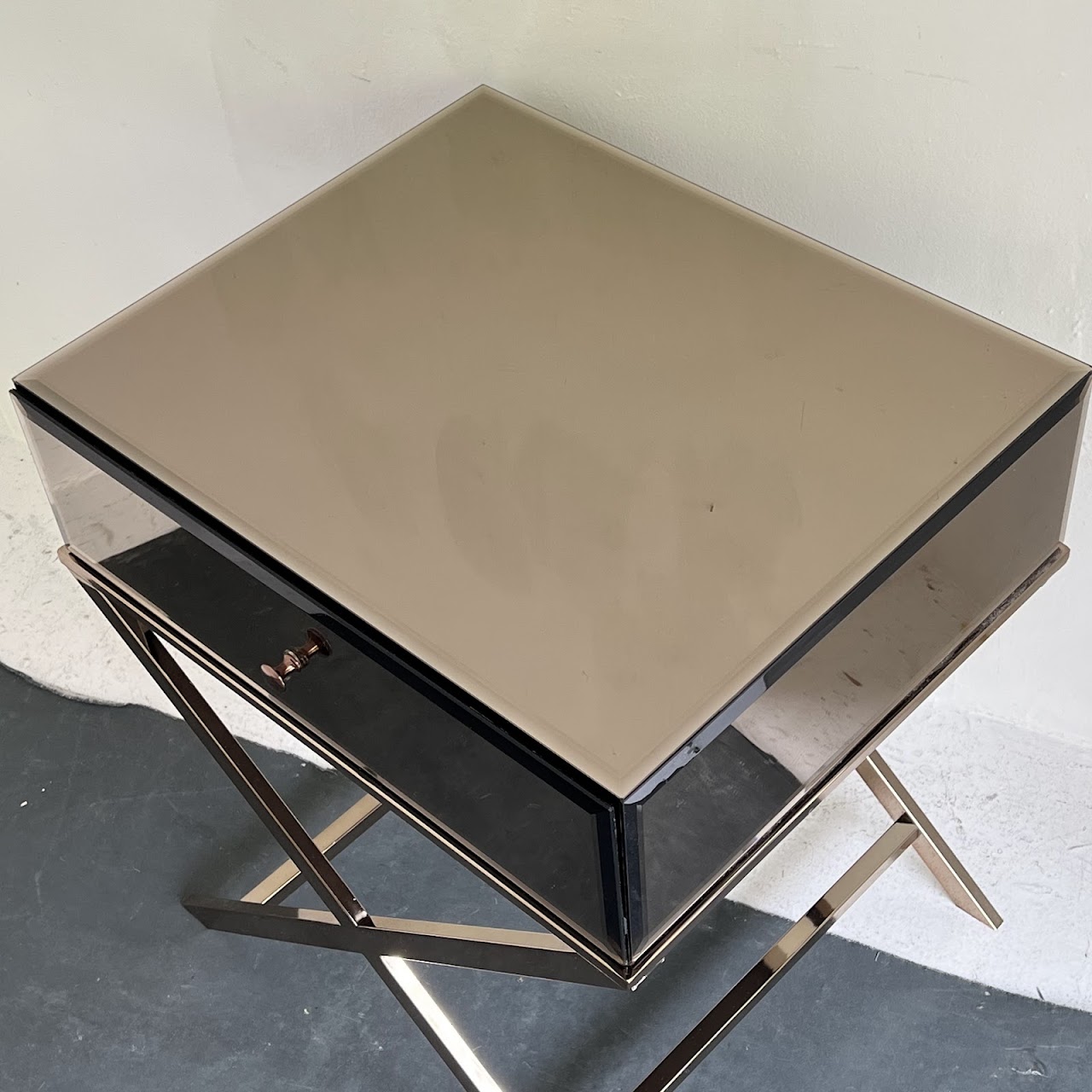 Rose Gold Mirrored X-Base Side Table #1