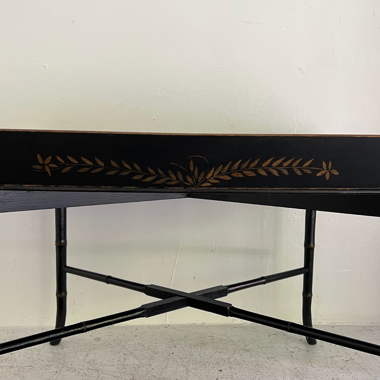 Lacquer & Gilt Decorated Faux Bamboo Tray Table