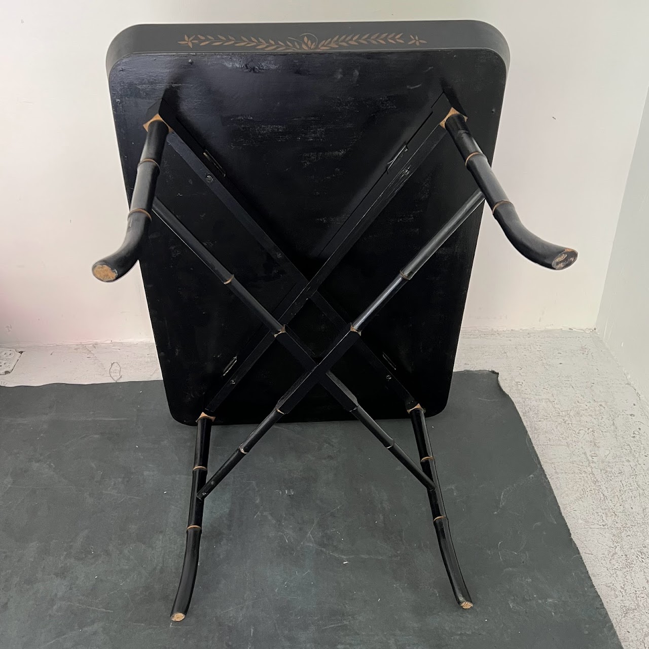 Lacquer & Gilt Decorated Faux Bamboo Tray Table