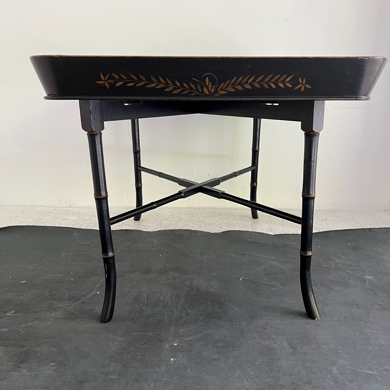 Lacquer & Gilt Decorated Faux Bamboo Tray Table