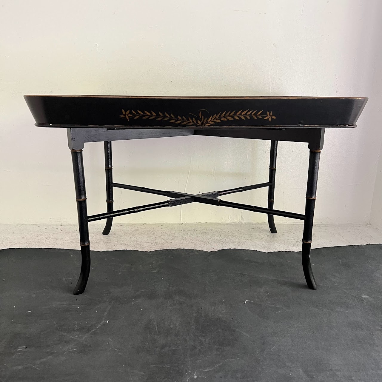 Lacquer & Gilt Decorated Faux Bamboo Tray Table