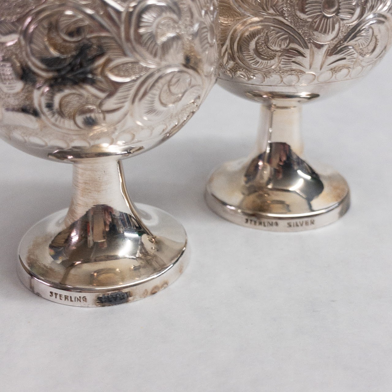 Sterling Silver Engraved Tea Set