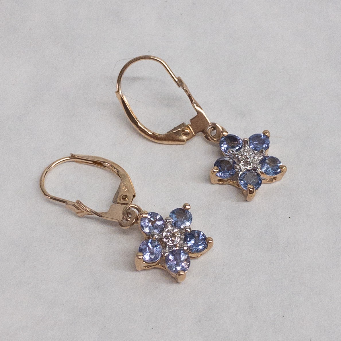 14K Gold Flower Drop Earrings