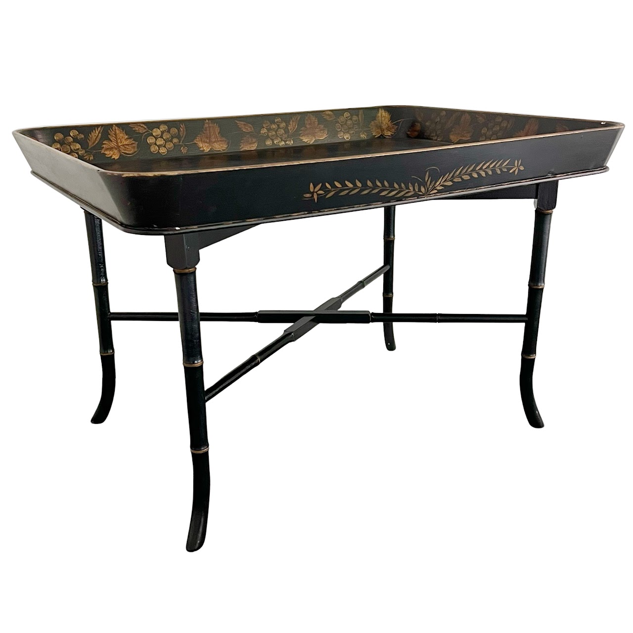 Lacquer & Gilt Decorated Faux Bamboo Tray Table