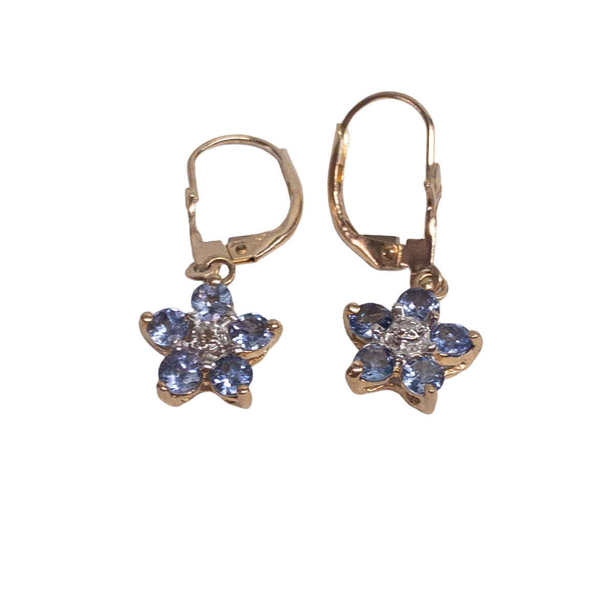 14K Gold Flower Drop Earrings