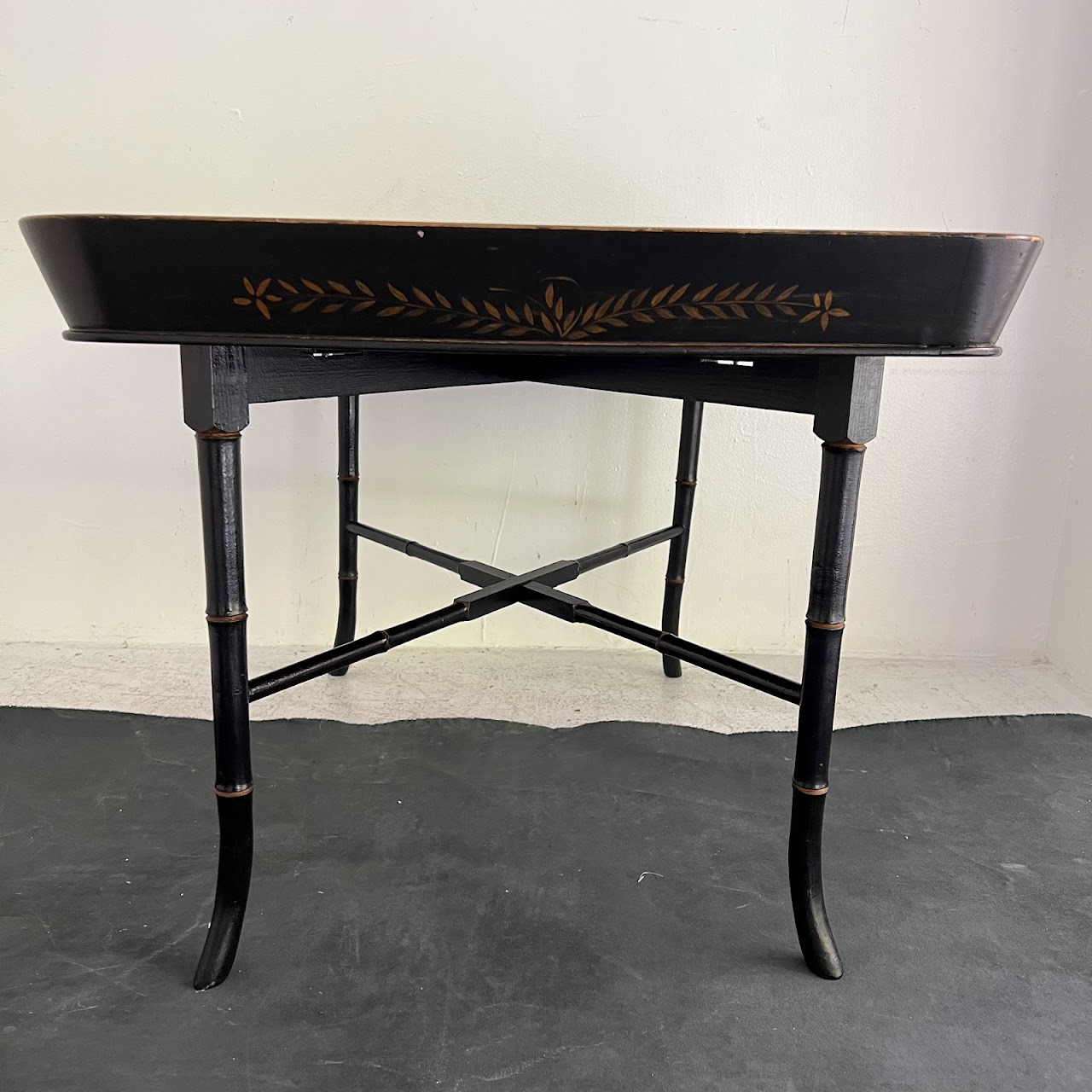 Lacquer & Gilt Decorated Faux Bamboo Tray Table