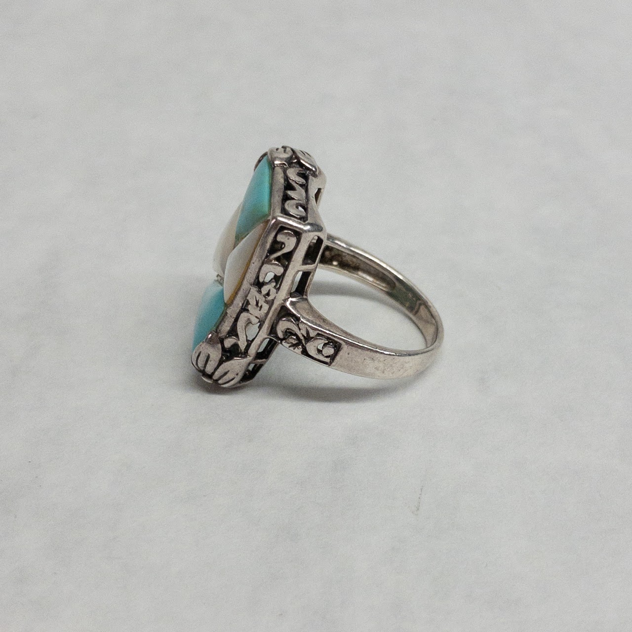 Sterling Silver, Turquoise, & Mother of Pearl Ring