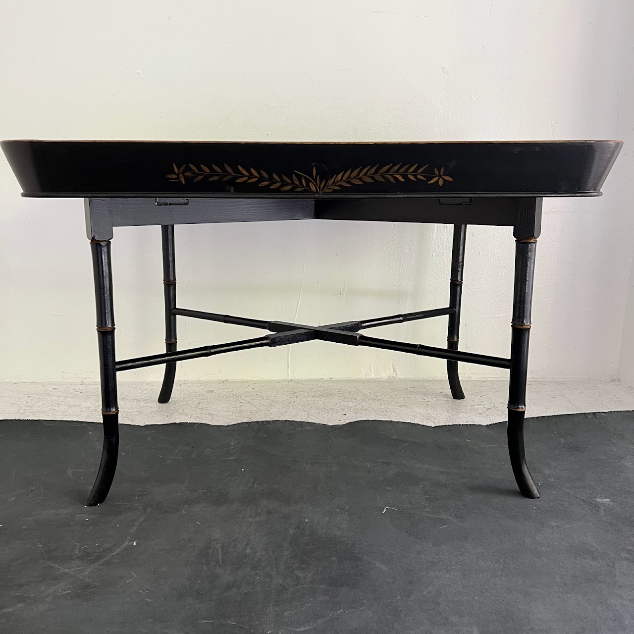 Lacquer & Gilt Decorated Faux Bamboo Tray Table