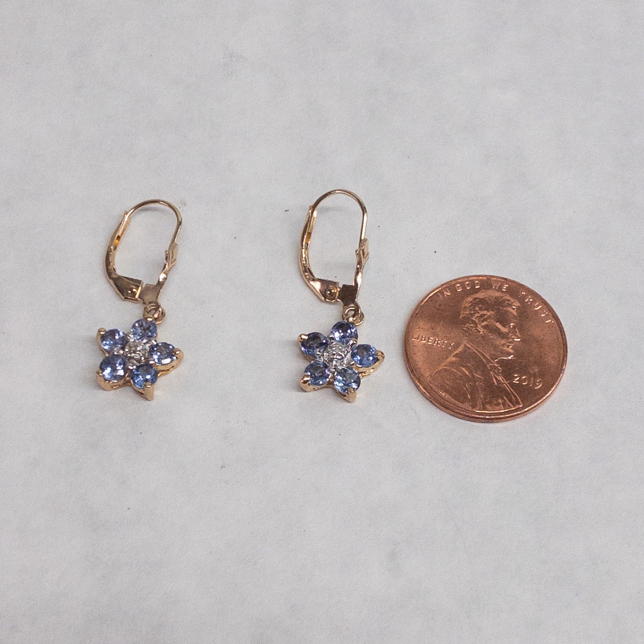 14K Gold Flower Drop Earrings