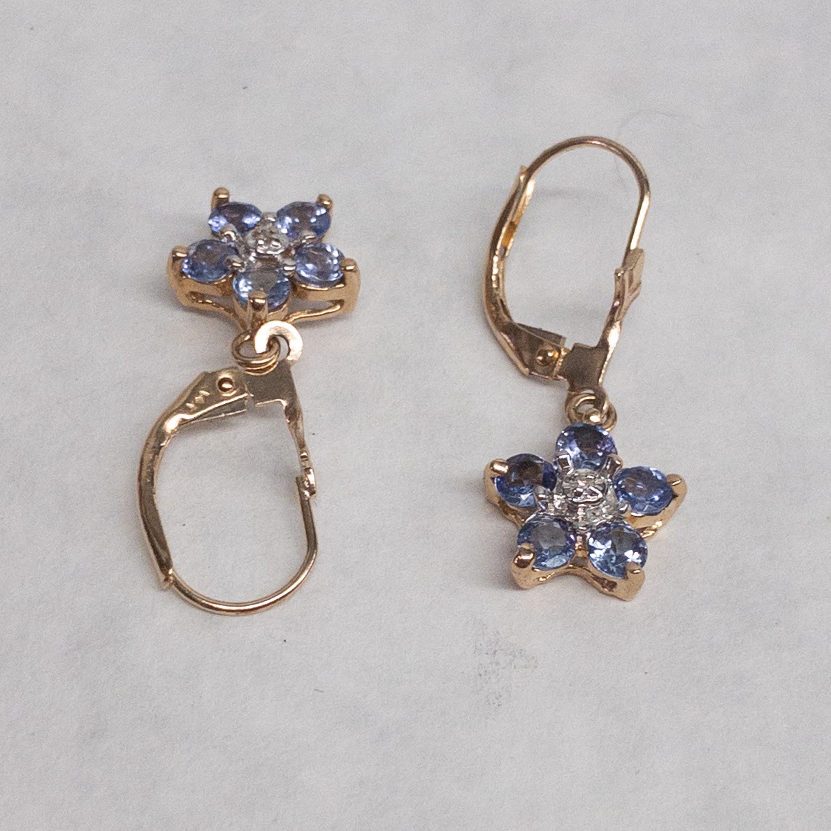 14K Gold Flower Drop Earrings