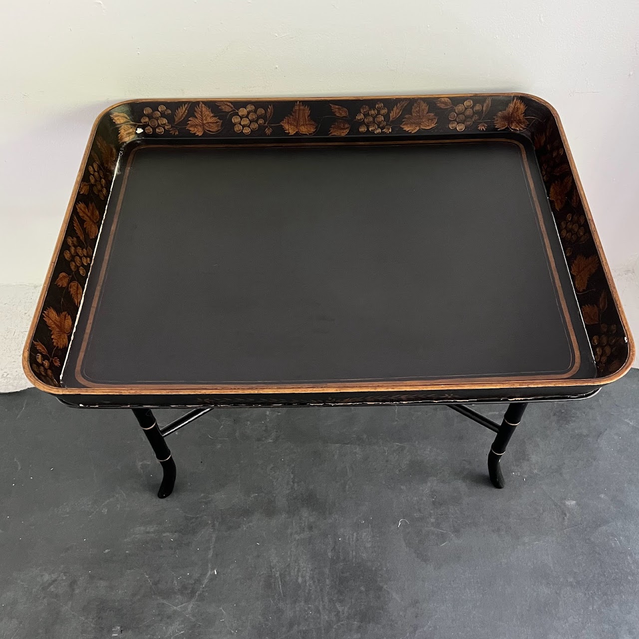 Lacquer & Gilt Decorated Faux Bamboo Tray Table