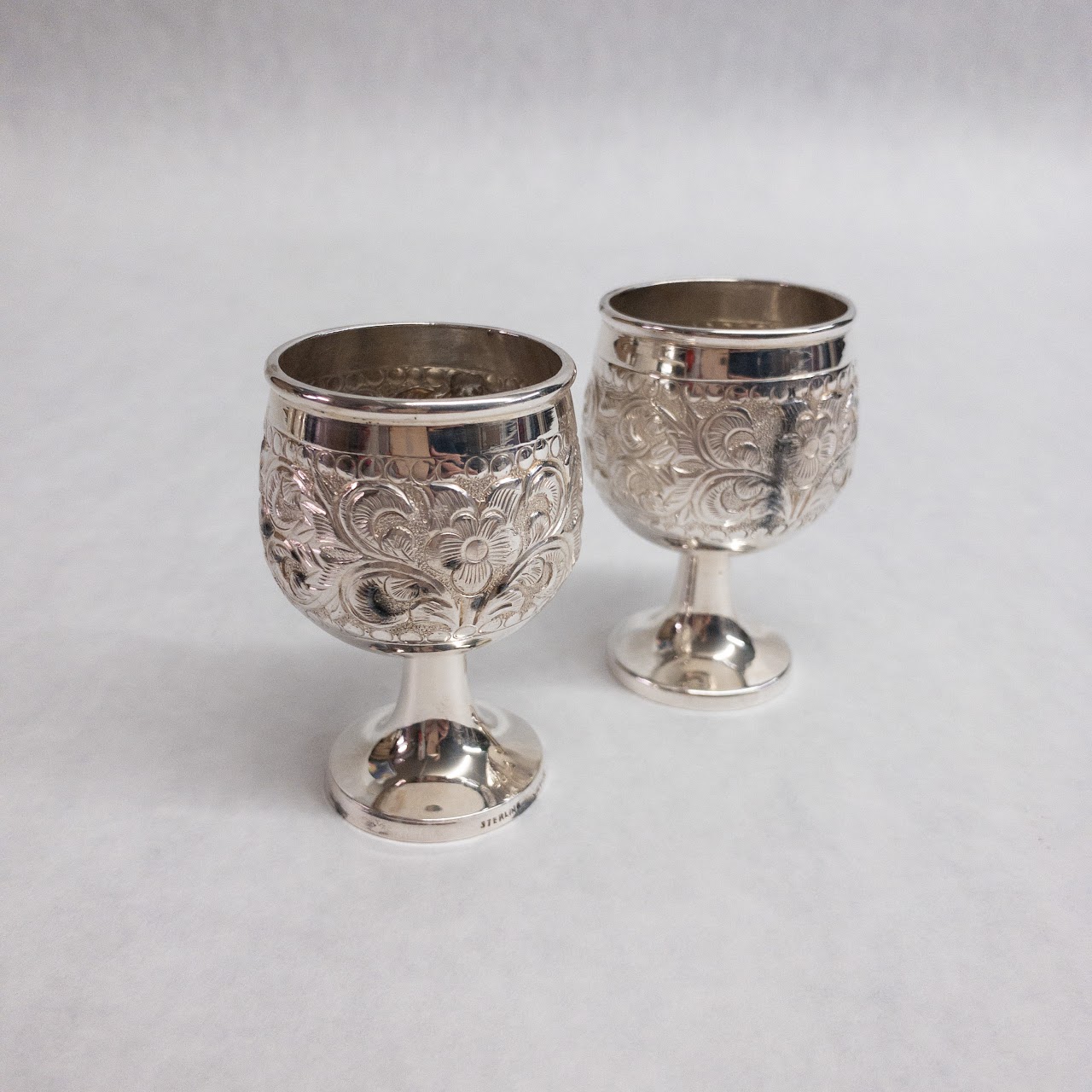 Sterling Silver Engraved Tea Set