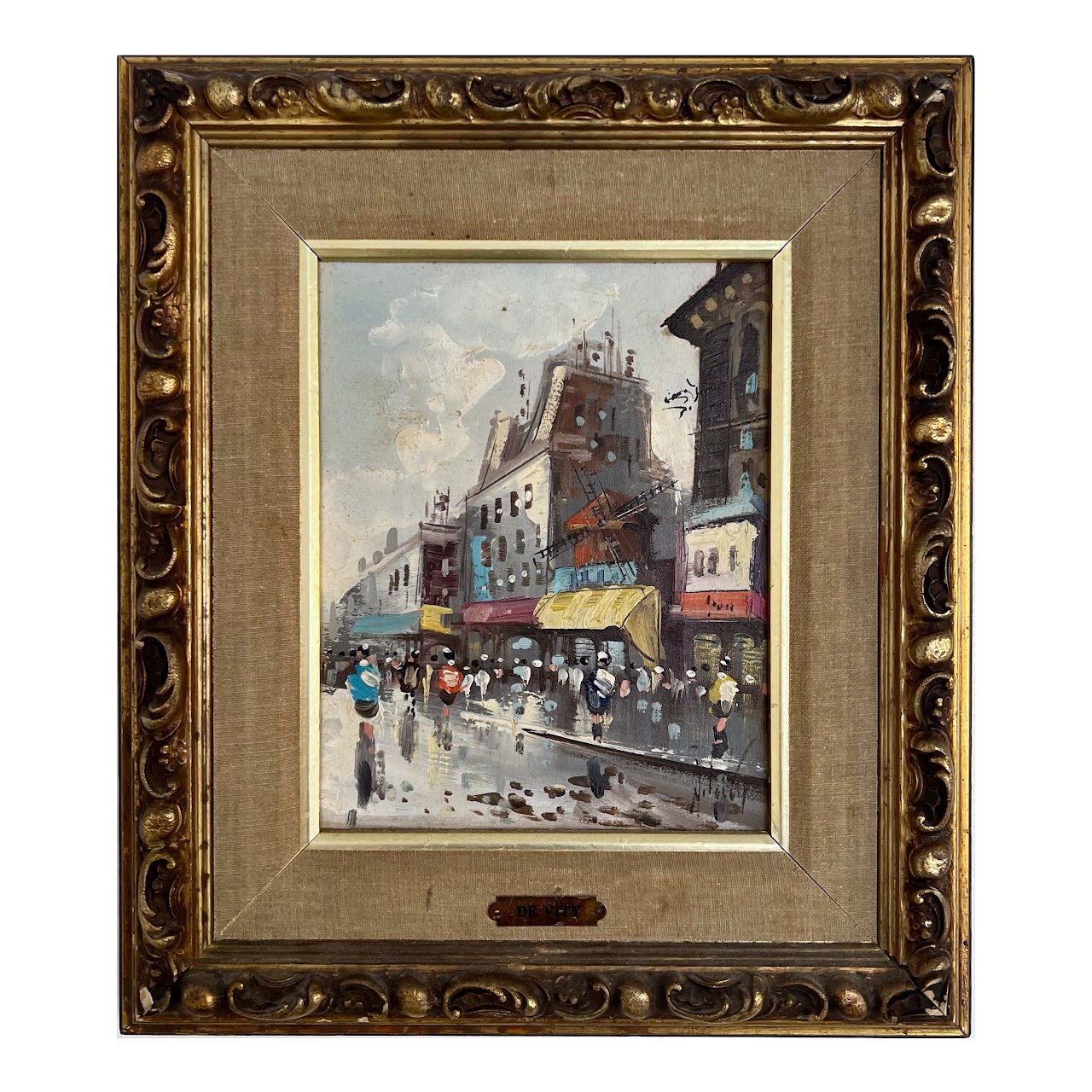 Antonio DeVity Signed Paris Street Scene Oil Painting