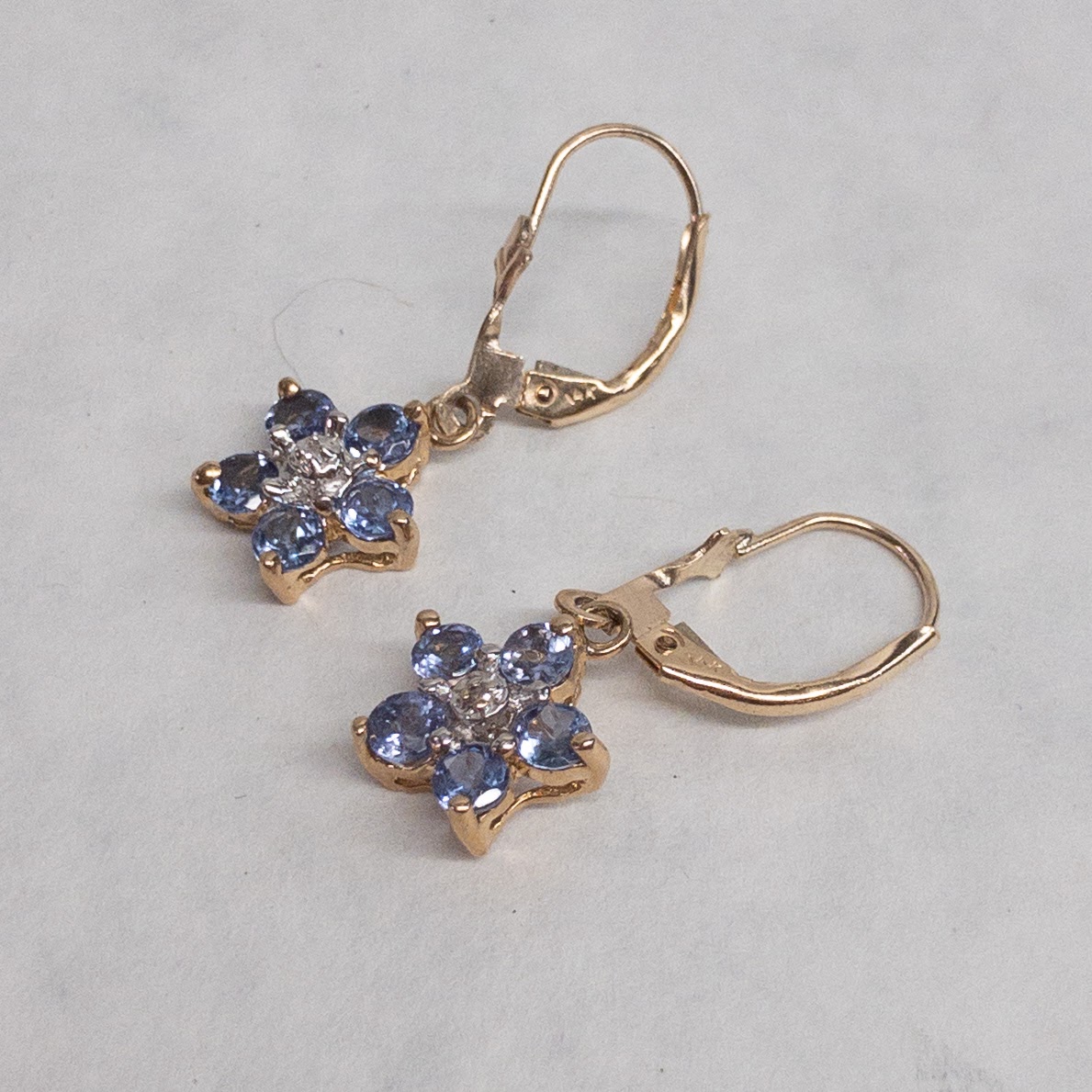 14K Gold Flower Drop Earrings