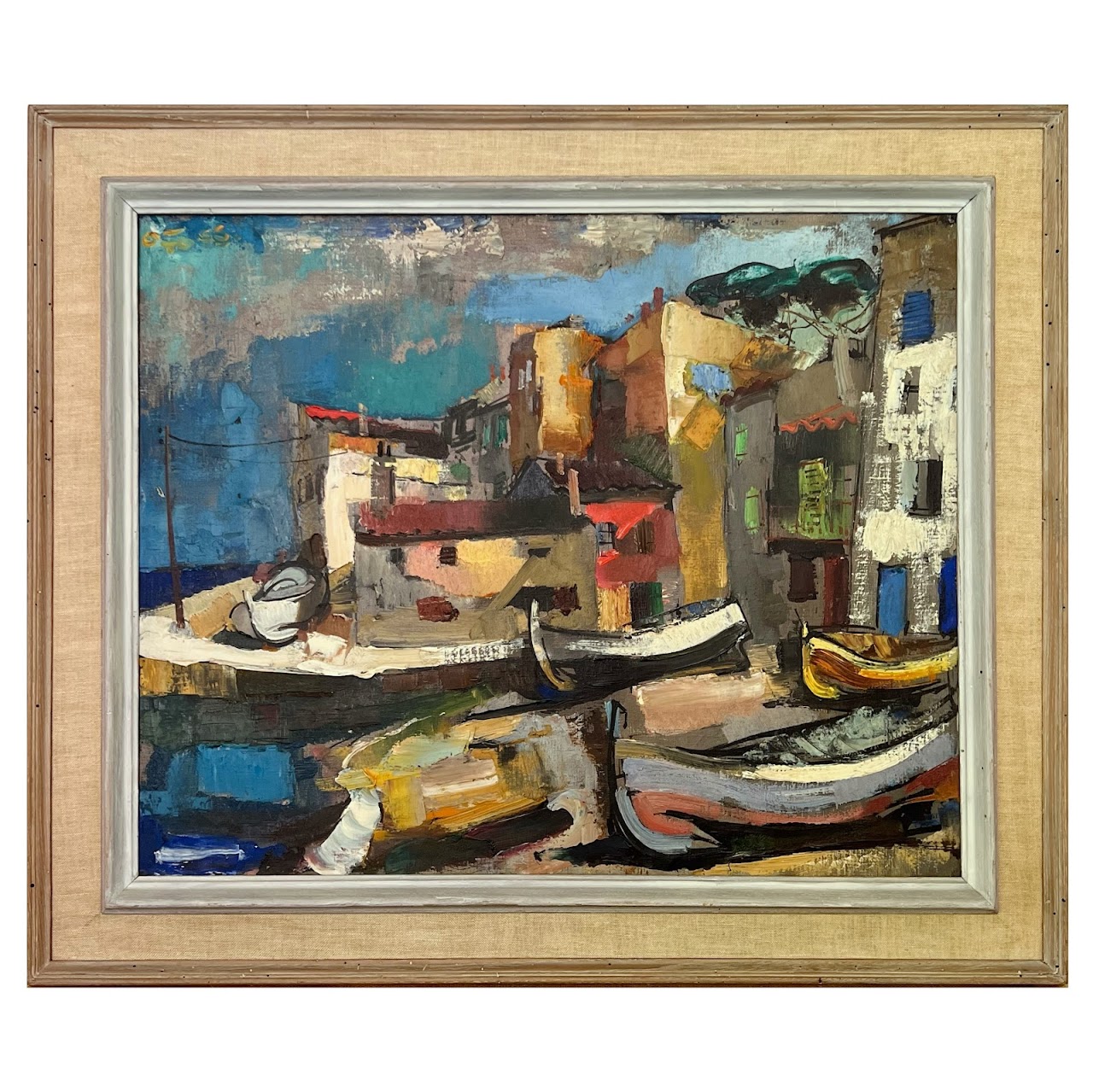 Olivier Foss Signed Harbor Scene Oil Painting