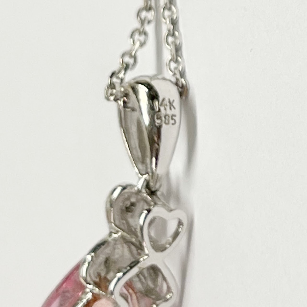 14K White Gold & Pink Stone Pendant