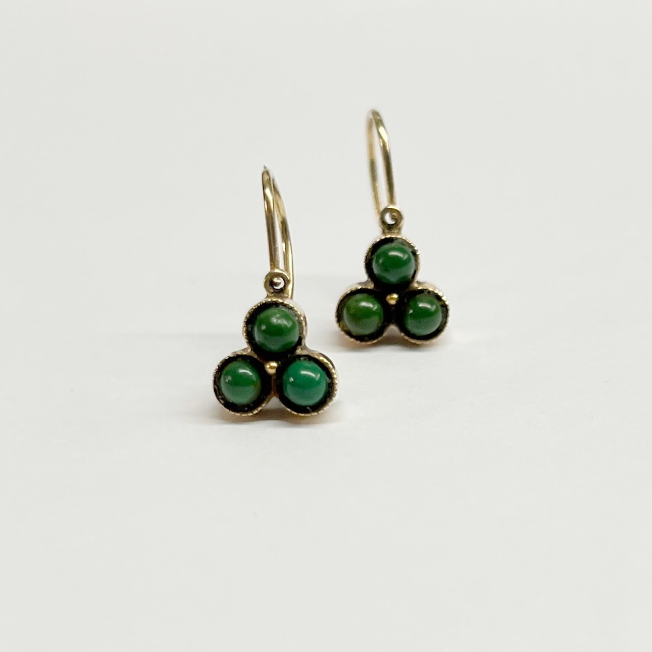 14K Gold & Green Stone Earrings