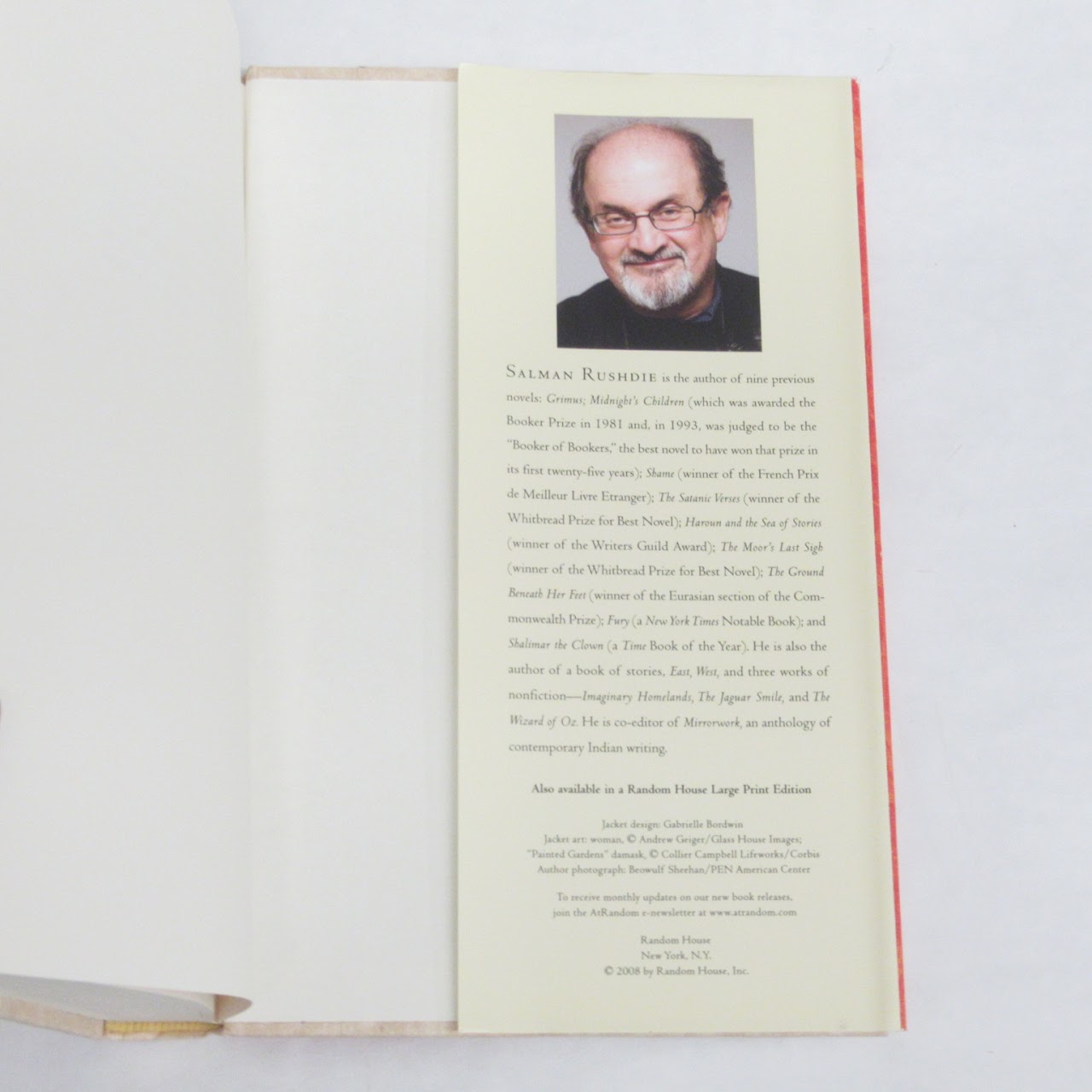 Signed Salman Rushdie "The Enchantress Of Florence" Book